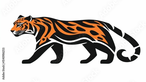 Wallpaper Mural Stylized prowling tiger illustration with unique orange and black pattern Torontodigital.ca