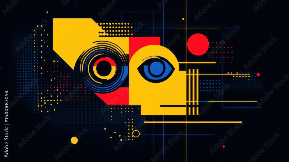 Obraz premium Abstract geometric composition evoking thought process and data connectivity