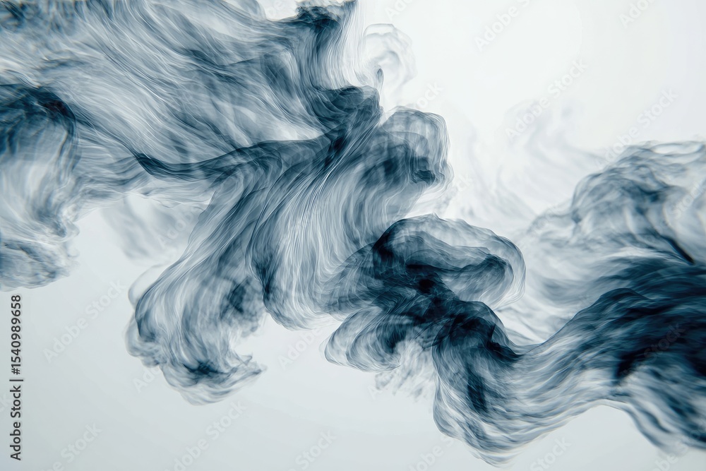 Flowing wispy cloud movement captured in soft shapes against a clean white background Flowing wispy cloud movement captured in soft shapes against a clean white background