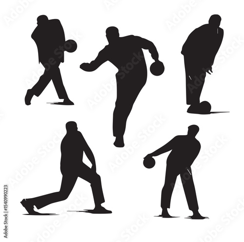 bowler silhouette set, Black & White silhouette set
