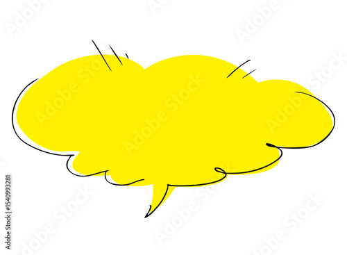 シンプルな手書きの吹き出し イラスト素材 黄色
