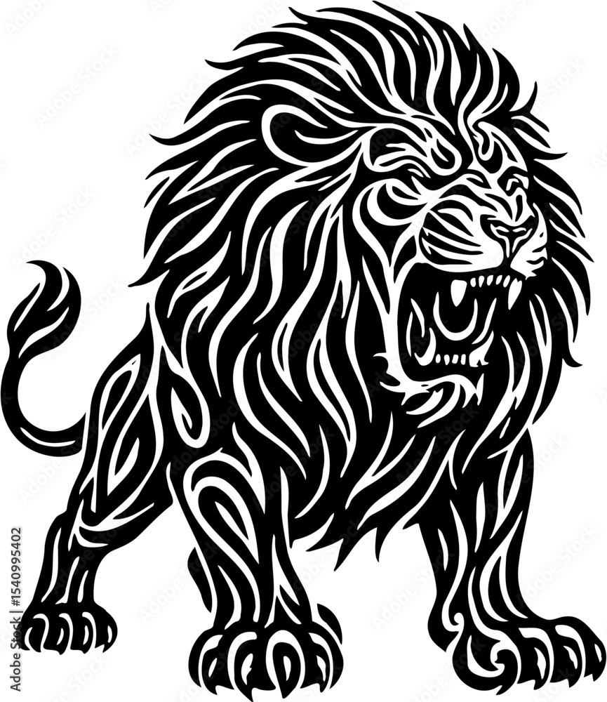 Obraz premium vector tribal lion illustration, isolated on white