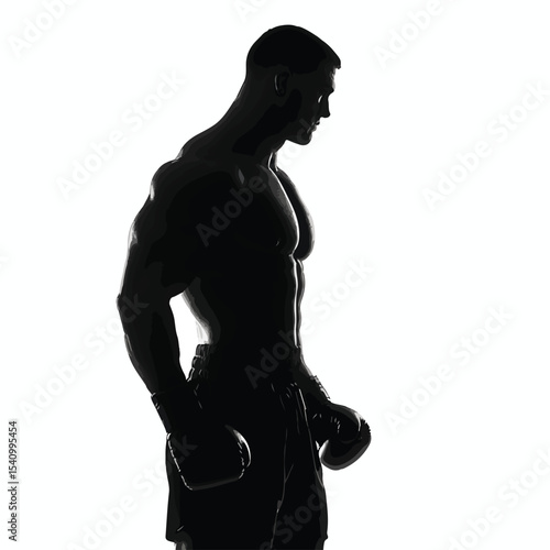 boxing silhouette set, Black & White silhouette set