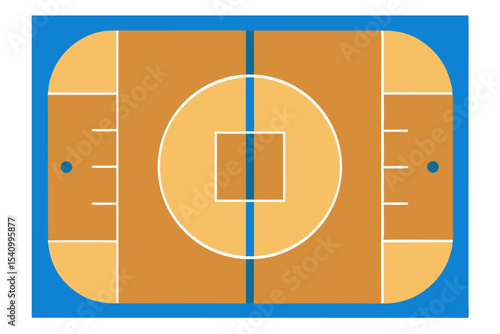 Aerial View Diagram Brown Tan Blue Basketball Court