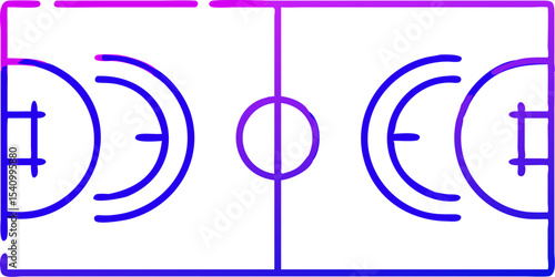 Aerial View Diagram Purple Blue Basketball Court Three Point Lines