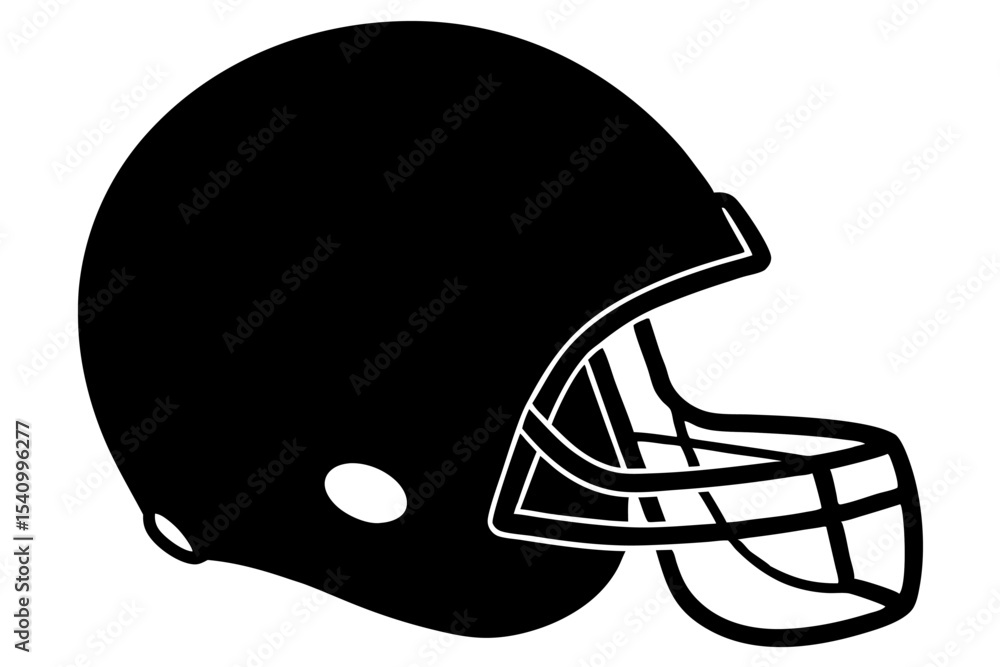 Naklejka premium Solid Black Silhouette American Football Helmet vector