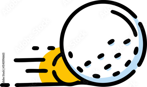 White Golf Ball Rolling Yellow Ground Motion Graphic