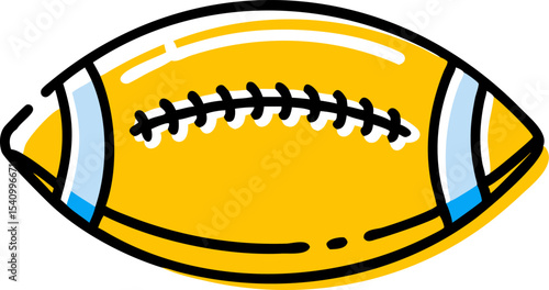Yellow American Football Illustration Bold Outline Light Blue Detail