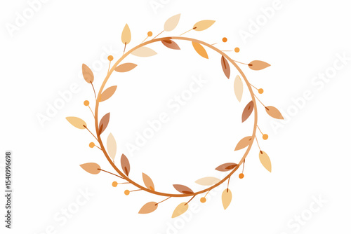 Watercolor Wreath Autumn Leaves Beige Brown Orange