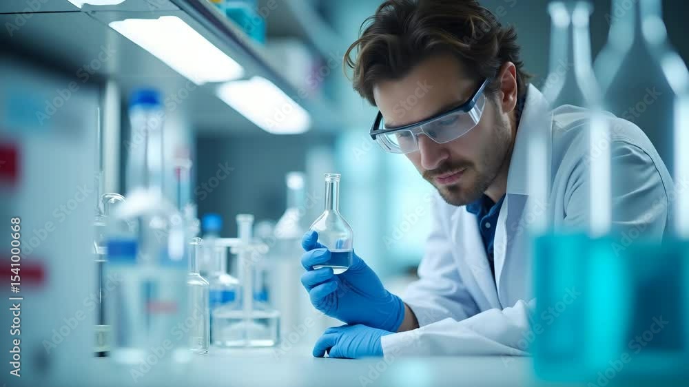 Laboratory Chemist Evaluating Water Purity with Ion Chromatography & Turbidity Measurement for Compliance Standards - Photo Stock Concept with Empty Space on Left Laboratory Chemist Evaluating Water Purity with Ion Chromatography & Turbidity Measurement for Compliance Standards - Photo Stock Concept with Empty Space on Left