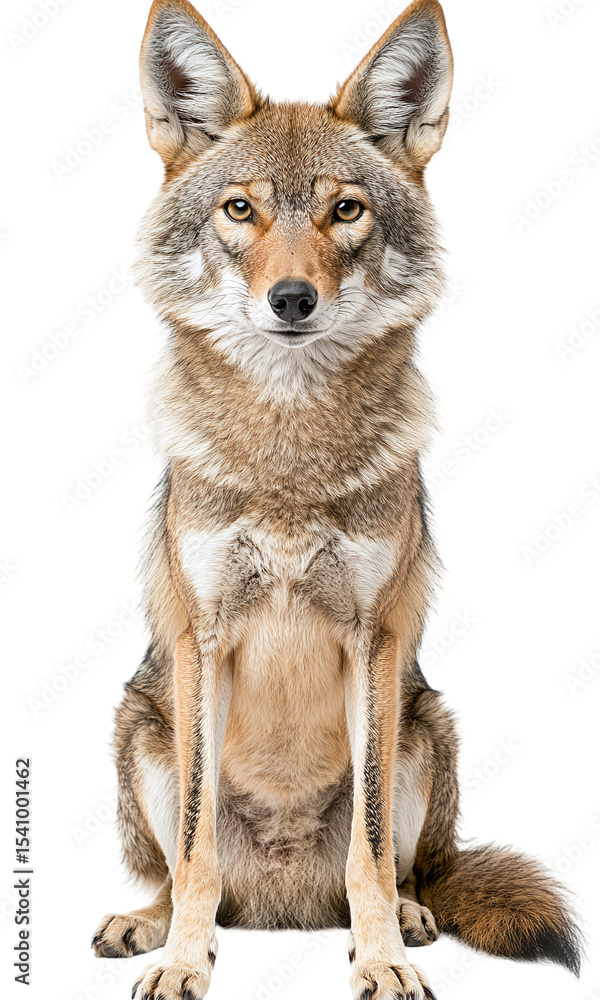 Fototapeta premium Coyote isolated on transparent background, wildlife photography.