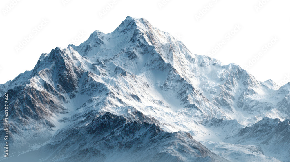 Obraz premium Mighty mountain summit snow-capped peaks nature landscape winter wonderland aerial majestic beauty cut out png