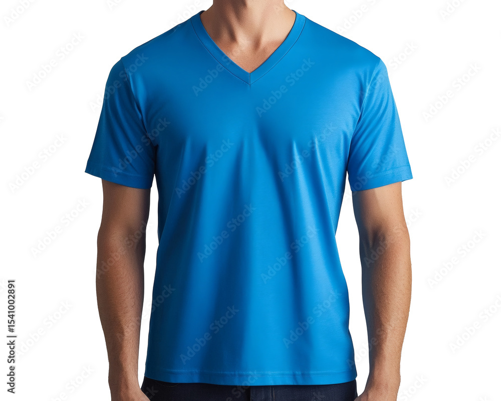 Blue V-Neck T-Shirt Mockup Perfect for Men's Fashion Design and Branding Projects Blue V-Neck T-Shirt Mockup Perfect for Men's Fashion Design and Branding Projects