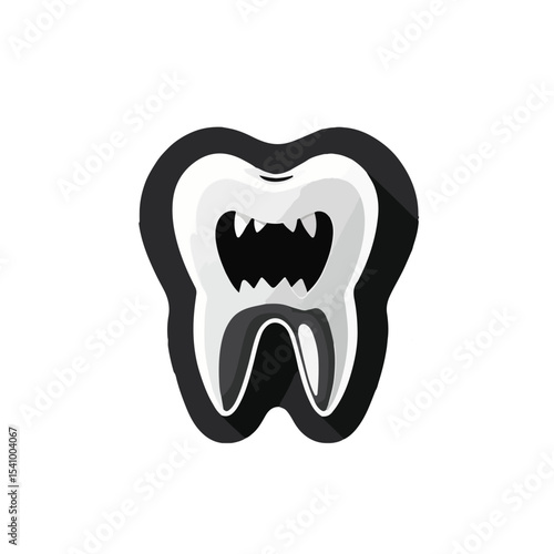 Flat Damaged Tooth Vector