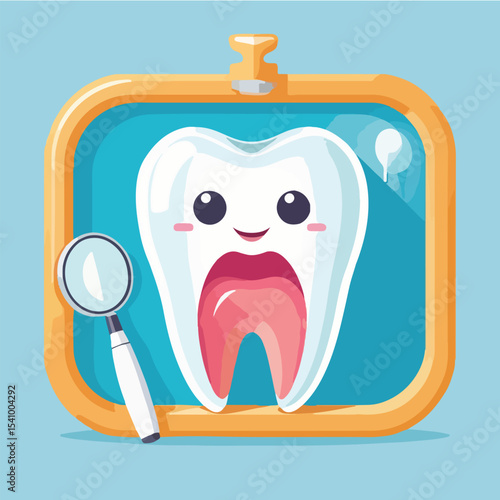 Flat Tooth with Mirror Vector