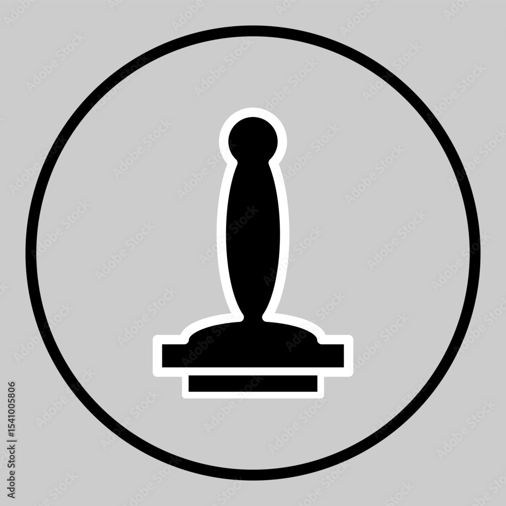 Fototapeta premium Dark icon of round stamp used for certification and office work.
