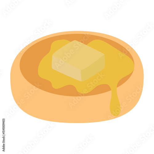Muffin with butter topping. Vector