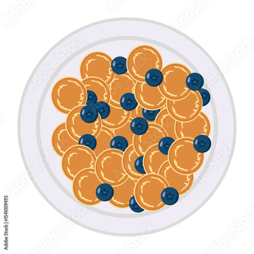 Mini pancakes and berries. Vector