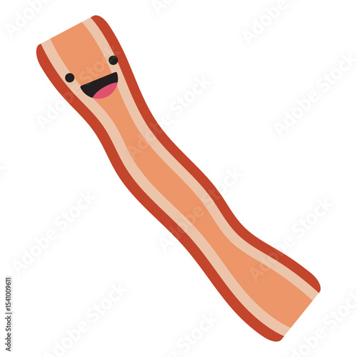 Cartoon crispy bacon strip. Vector