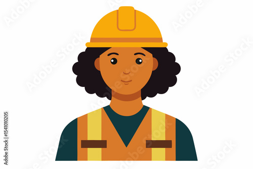 Portrait of a Confident Female Construction Worker Hard Hat, Safety Vest, and Dedication