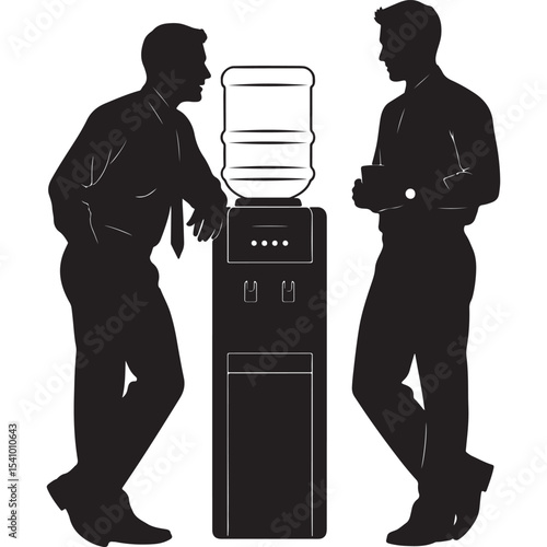 Business Colleagues Chatting at Water Cooler - Office Gossip