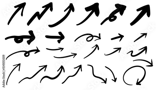 手書きの矢印のイラストセット　黒	