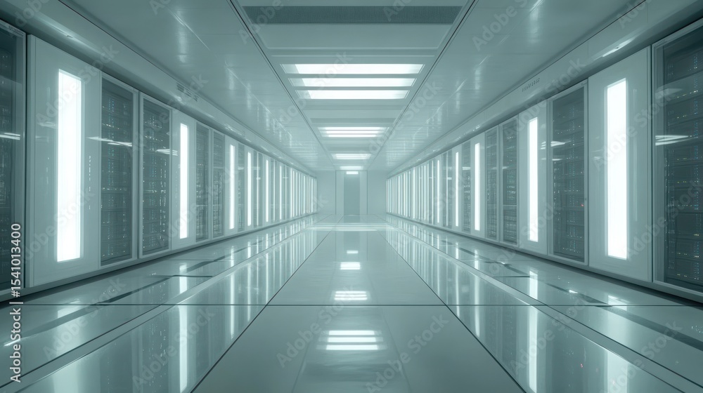 Fototapeta premium Futuristic server room hallway