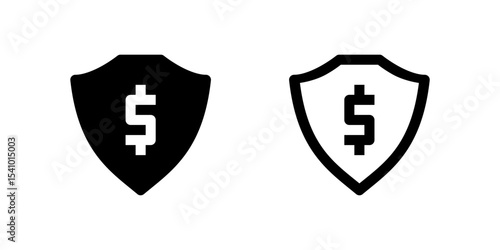 Shield and dollar icon set for secure financial transactions and fraud safety