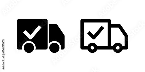 Delivered truck icon set for logistics and fulfillment tracking