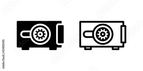Safe Box Icon Set. A black icon of a safe box, representing security or storage.