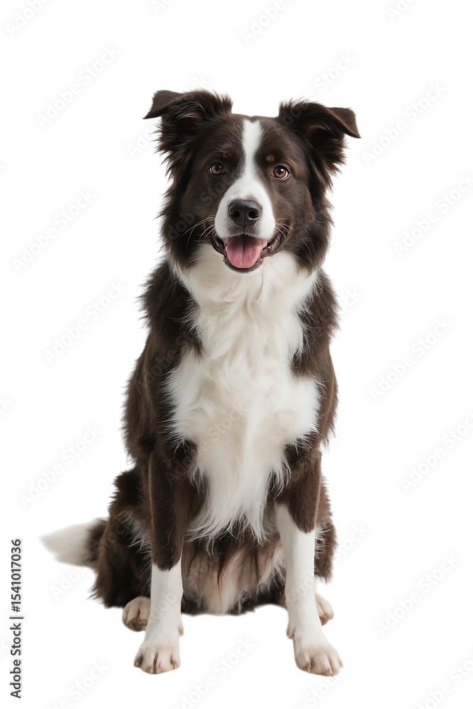 Border Collie dog sitting upright, looking at camera, clean white background, Border Collie dog sitting upright, looking at camera, clean white background,