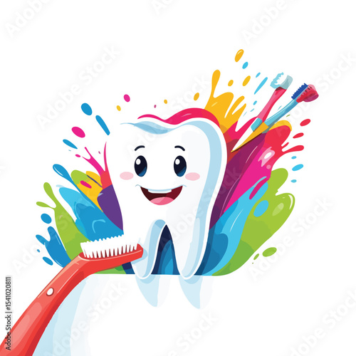 Happy Brushed Tooth Vector