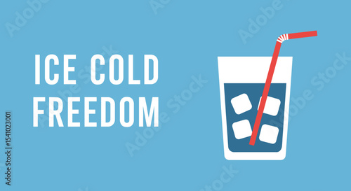 Refreshing Ice Cold Drink with Straw and Ice Cubes for Ultimate Summer Enjoyment