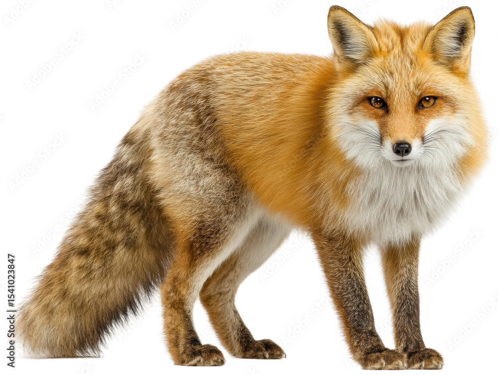 Fototapeta premium Wild fox standing in nature animal forest environment cut out png