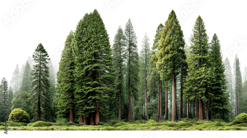 Fototapeta Naklejka Na Ścianę i Meble -  Serene forest landscape sequoia national park nature misty environment wide-angle tranquility cut out png