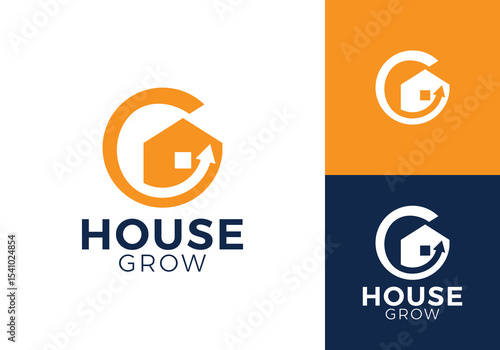 home arrow logo design. simple growth real estate, architecture, property, building construction symbol vector concept
