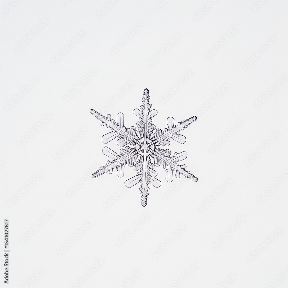 Fototapeta premium detailed macro snowflake crystal on white background