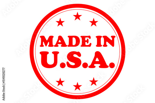 MADE IN U.S.A. - MADE IN U.S.A. text written on Red Rubber Stamp 

