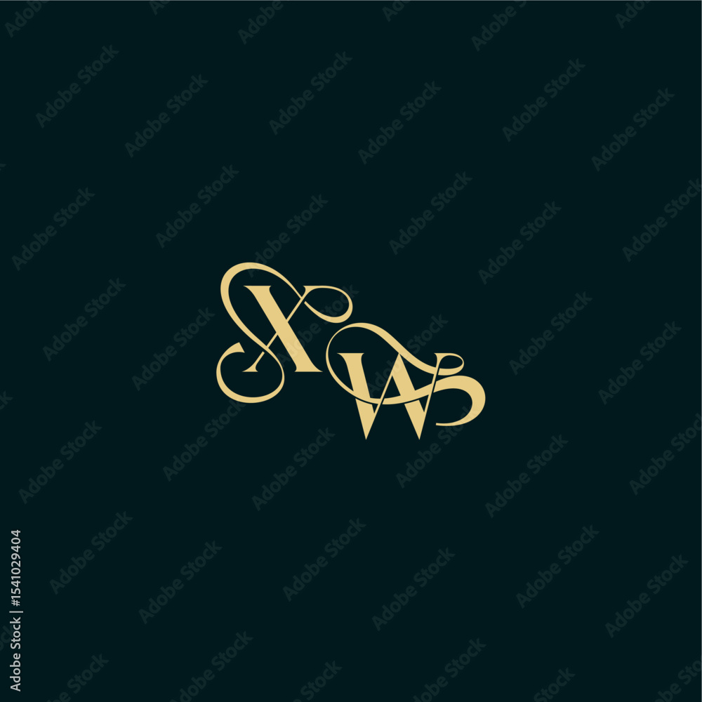 XW letter elegant and curvy style monogram wedding logo initial bold concept design XW letter elegant and curvy style monogram wedding logo initial bold concept design