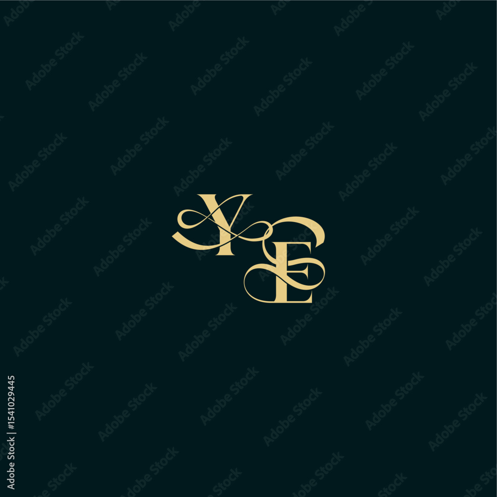YE letter elegant and curvy style monogram wedding logo initial bold concept design YE letter elegant and curvy style monogram wedding logo initial bold concept design