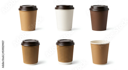 Wallpaper Mural Collection of six assorted paper coffee cups with lids on white background Torontodigital.ca