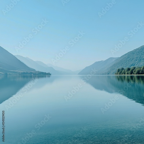 A serene lake under a clear sky symbolizing mental clarity and sanity SEO Sanity, clarity, nature, calm, mindfulness Focus on the lake Landscape