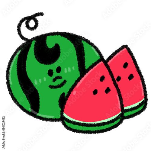 ゆるかわいいスイカのイラスト
