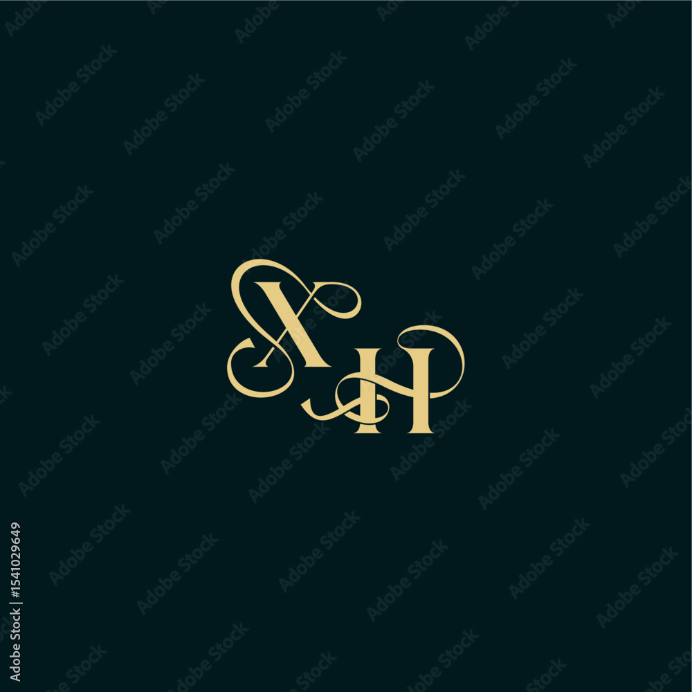 XH letter elegant and curvy style monogram wedding logo initial bold concept design XH letter elegant and curvy style monogram wedding logo initial bold concept design