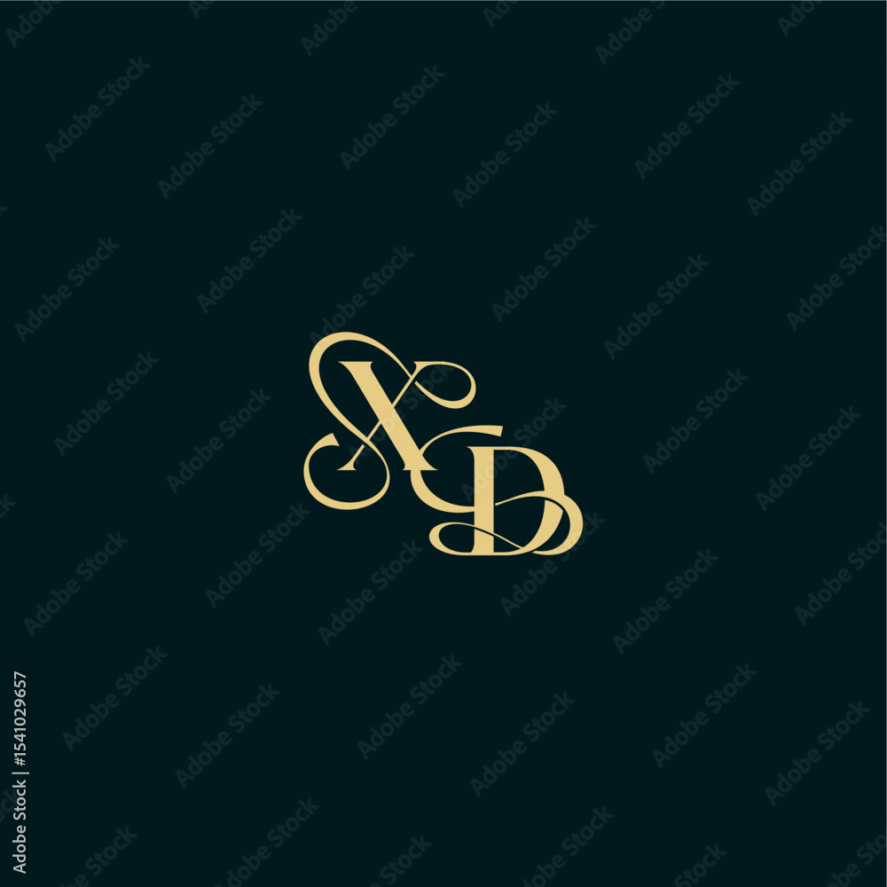 XD letter elegant and curvy style monogram wedding logo initial bold concept design XD letter elegant and curvy style monogram wedding logo initial bold concept design