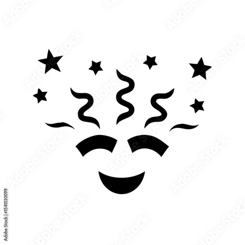 Entertain Happy Face Icon with Confetti Lines Design