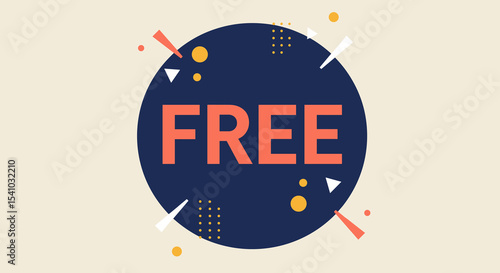 FREE. Modern graphic design with abstract geometric shapes and vibrant colors. Promotional banner for sales and special offers.