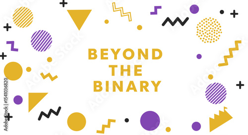 BEYOND THE BINARY. Abstract geometric background with colorful shapes, modern design for concepts of inclusivity and diversity.