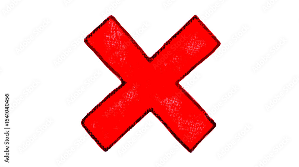 Red crossed mark icon on white background Red crossed mark icon on white background
