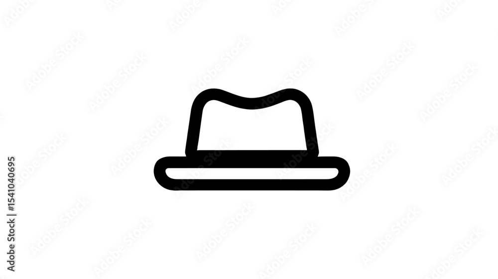 Simple line drawing of a flat-brimmed hat in minimalist style Simple line drawing of a flat-brimmed hat in minimalist style